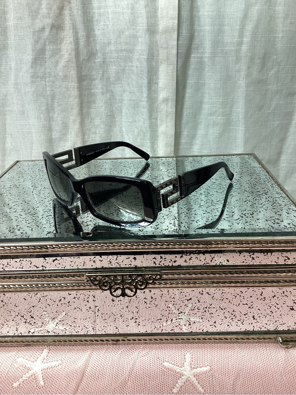 Versace Greek Key Crystal Embellished Sunglasses